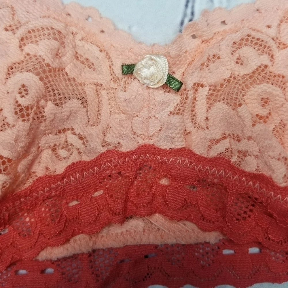 free people peach orange lace bralette